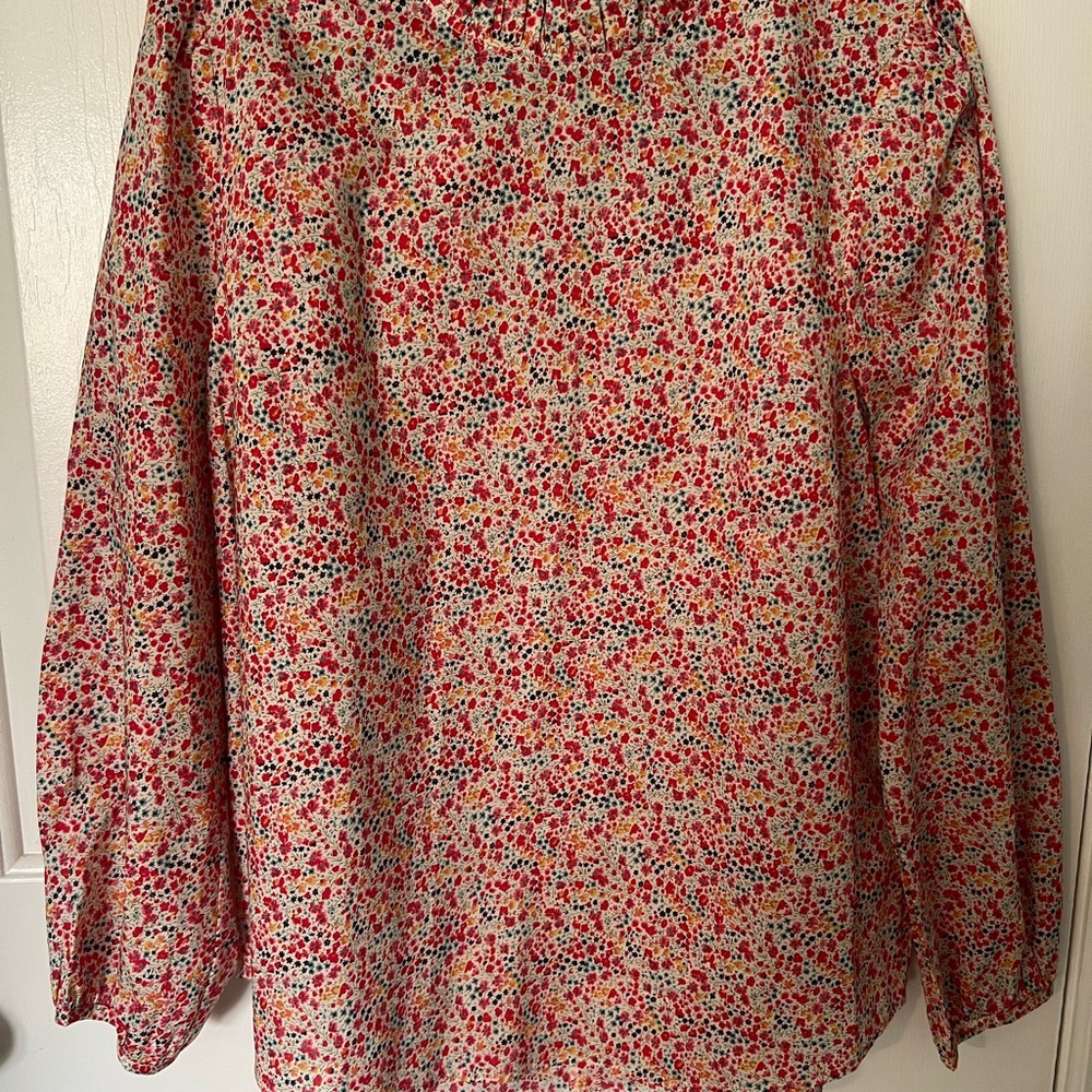 J. Crew x Liberty Fabrics long sleeve ruffle neck top, Phoebe floral